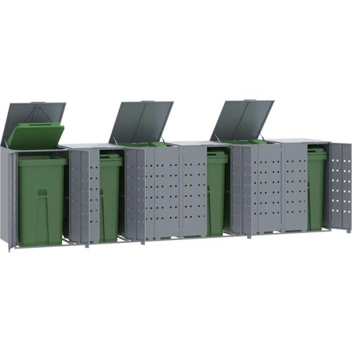 Mülltonnenbox für 6 Tonnen Grau 414x79x117 cm Stahl