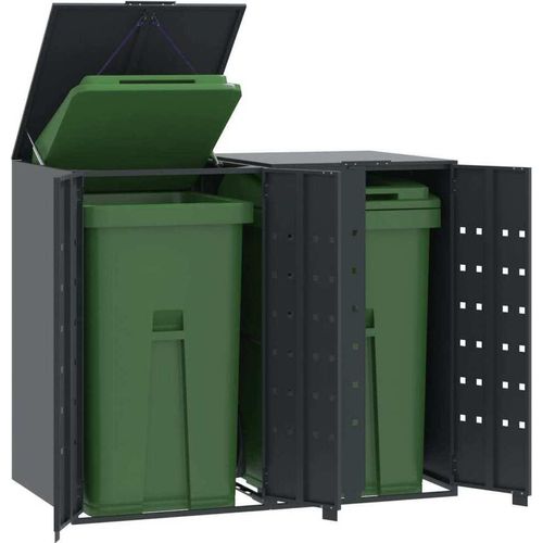 Mülltonnenbox für 2 Tonnen Anthrazit 138x79x117 cm Stahl