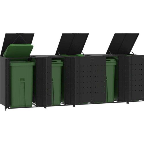 Mülltonnenbox für 5 Tonnen Schwarz 345x79x117 cm Stahl