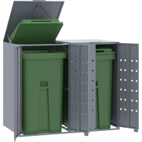 Mülltonnenbox für 2 Tonnen Grau 138x79x117 cm Stahl