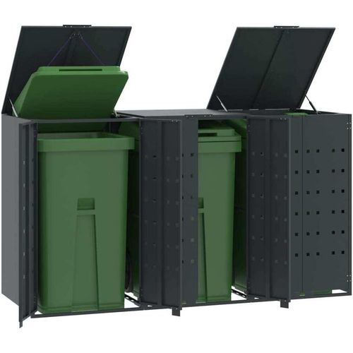 Mülltonnenbox für 3 Tonnen Anthrazit 207x79x117 cm Stahl - Mülltonnenboxen 3279983