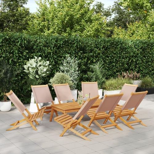 Schlichtes Gartenstühle 8 Stk. Klappbar Taupe Stoff und Massivholz Campingstühle DE7132