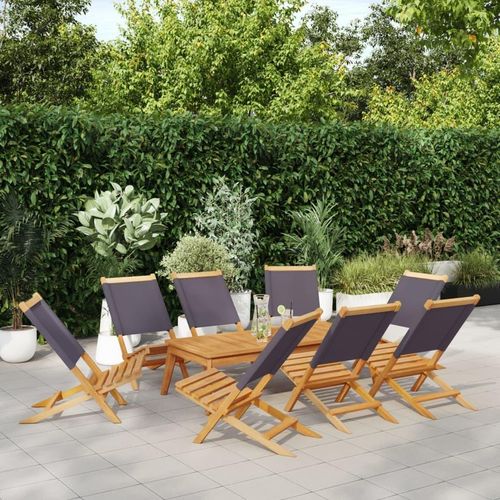 Schlichtes Gartenstühle 8 Stk. Klappbar Anthrazit Stoff und Massivholz Campingstühle DE2898