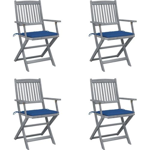 Klappbare Gartenstühle 4 Stk. mit Sitzkissen Massivholz Akazie
