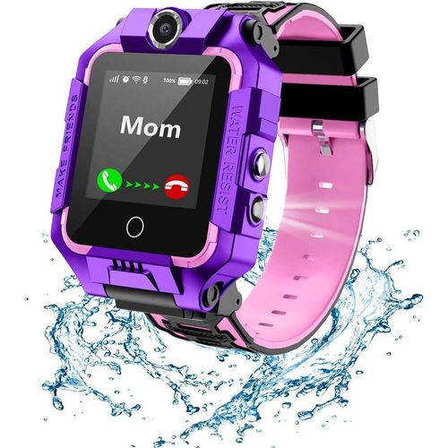 Kinder-Handyuhr mit GPS-Tracker, Smartwatch für Kinder, 4G-Video und Telefonanruf mit 360°-Drehung, Kinder-GPS-Uhr für 4–12 Jahre (lila)