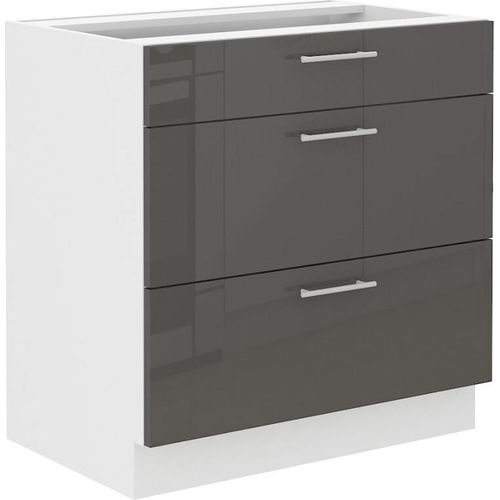 Unterer Schubladenschrank LAJLA – Breite 80 cm, Grau / Weiß