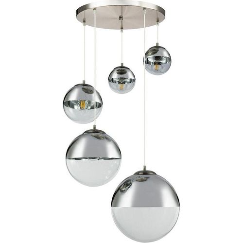 LED Hängelampe, Glaskugeln chrom, klar Höhe 150 cm, VARUS