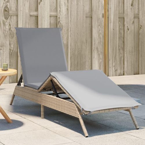 Sonnenliege mit Auflage Beige Poly Rattan, Gartenliegen 2024 Neu DesignMöbel