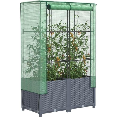 Hochbeet mit Gewächshaus-Aufsatz Rattan-Optik 80x40x138 cm