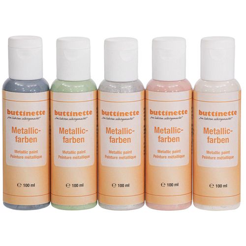 buttinette Metallicfarben "Pastell", 5x 100 ml