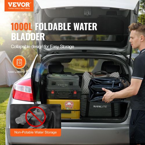 VEVOR 1000L/264 Gallonen Wasserspeicherblase, Wohnmobil-Wassertank, 1000D PVC faltbare Wasserspeicherbehälter, große Kapazität weicher WasserbeutelBrandschutz, Camping, Notfall