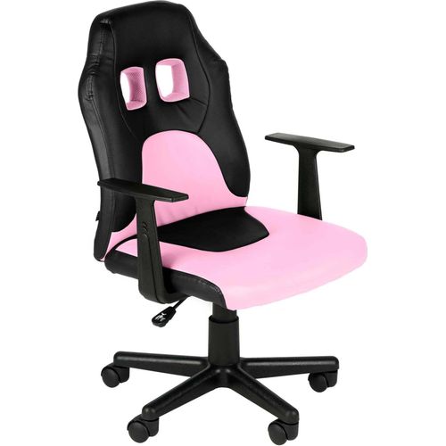 DELUKE® Kinder Bürostuhl MIA - 83x56x59, Schwarz/pink | Kunstleder | Kunststoff Gestell | ergonomische Bürostühle Homeoffice Stuhl mit Rollen