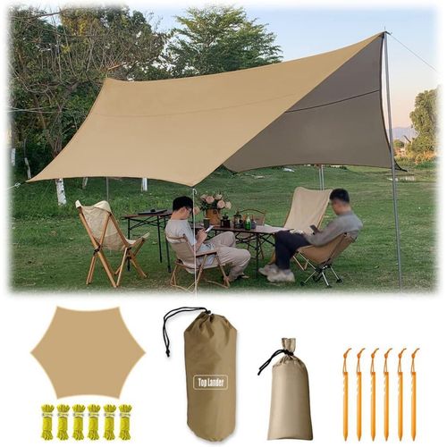 Camping Tarp Zelt 4,5x4,5m Wasserdicht Ultraleicht Multifunktional Beige