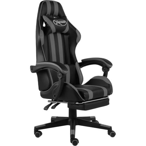Gaming-Stuhl mit Fußstütze Schwarz und Grau Kunstleder