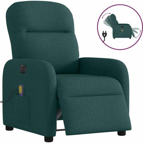 Massagesessel Elektrisch Dunkelgrün Stoff