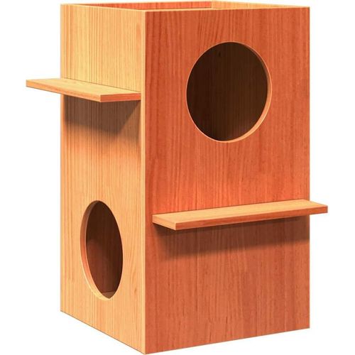 Katzenhaus Wachsbraun 43x43x60 cm Massivholz Kiefer