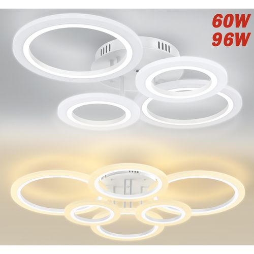 LZQ LED Deckenleuchte Dimmbar 2800K - 6500K, Lampe Wohnzimmer 96W 6720LM, Schlafzimmerlampe für Schlafzimmer, Küchen,Flure,Balkone,Haustüren,Kinderzimmer, Moderne LED Deckenleuchte