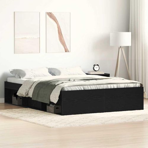 Bettgestell ohne Matratze Schwarz Eichen-Optik 120x200 cm