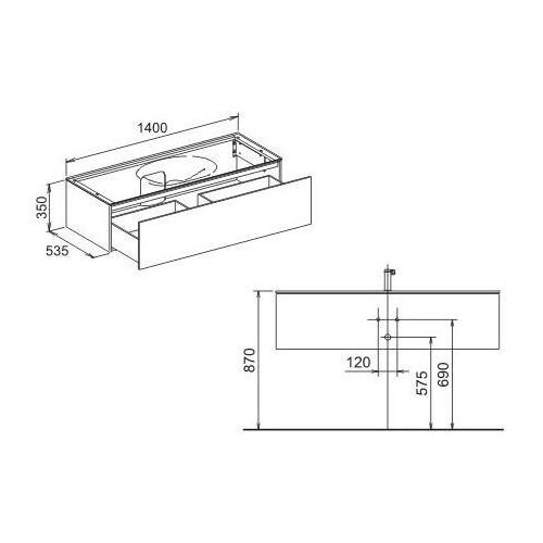 Keuco Waschtischunterbau Planning EDITION 11 1400 x 350 x 535 mm Trüffel