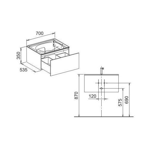 Keuco Waschtischunterbau Planning EDITION 11 700 x 350 x 535 mm Trüffel