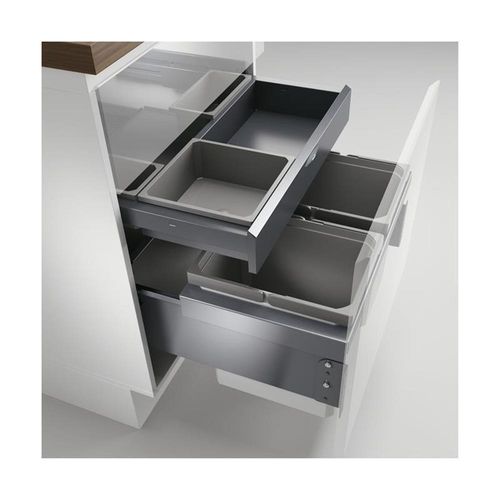 Naber, Cox® Base K1 600-2 mit Base-Board. Abfallsammler, m. Biod., hellgrau, Höhe 460 mm. - Mülleimer