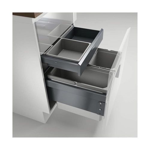Naber, Cox® Base 1T 500-3 mit Base-Board. Abfallsammler, m. Biod., hellgrau, Höhe 460 mm - Mülleimer