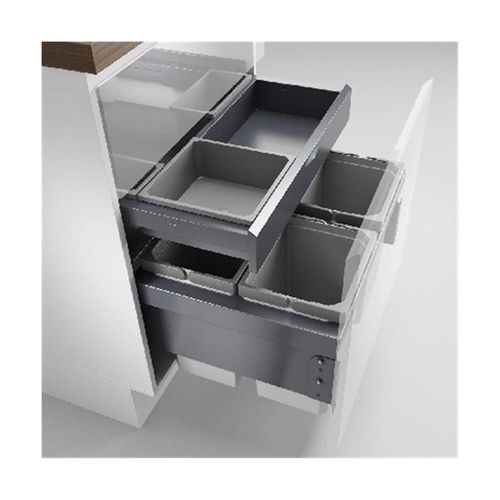 Naber, Cox® Base 1T 600-4 mit Base-Board. Abfallsammler, m. Biod., hellgrau, Höhe 460 mm - Mülleimer