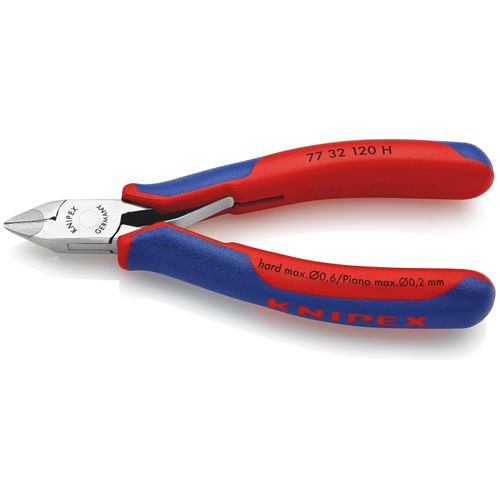 KNIPEX 77 32 120 H Elektronik-Seitenschneider mit eingesetzter Hartmetallschneide mit Mehrkomponenten-Hüllen 120 mm