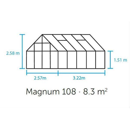 Gewächshaus Halls Magnum 108 8,3m² Alu 3mm Sicherheitsglas