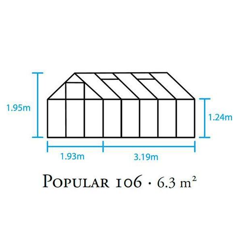 Gewächshaus Halls Popular 106 6,2m² Alu silber 4mm Doppelstegplatten