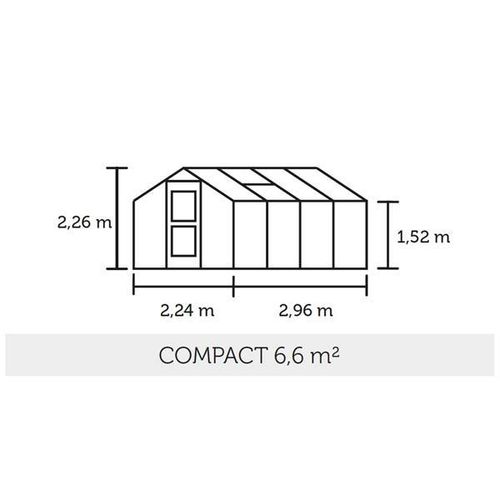 Gewächshaus Juliana Compact 6,6m² Alu anthrazit 3mm Sicherheitsglas