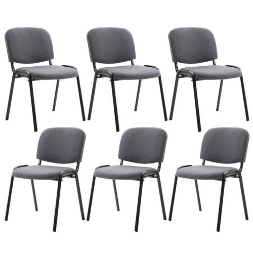 CLP 6er Set Besucherstuhl Ken Stoff stapelbar und mit robustem Metallgestell,grau