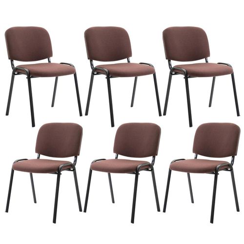 CLP 6er Set Besucherstuhl Ken Stoff stapelbar und mit robustem Metallgestell,braun
