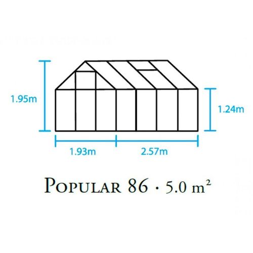 Gewächshaus Halls Popular 86 5,0m² Alu silber 3mm Blankglas