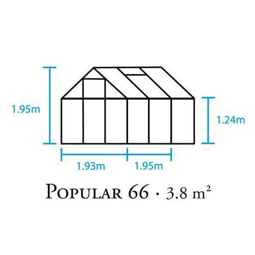 Gewächshaus Halls Popular 66 3,8m² Alu silber 4mm Doppelstegplatten