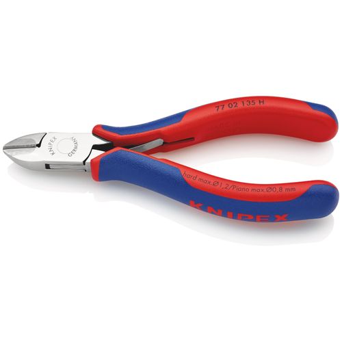 KNIPEX 77 02 135 H Elektronik-Seitenschneider mit eingesetzter Hartmetallschneide mit Mehrkomponenten-Hüllen 135 mm