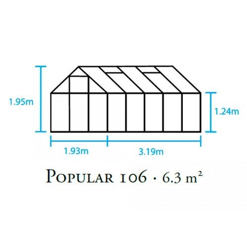 Gewächshaus Halls Popular 106 6,2m² Alu silber 3mm Blankglas