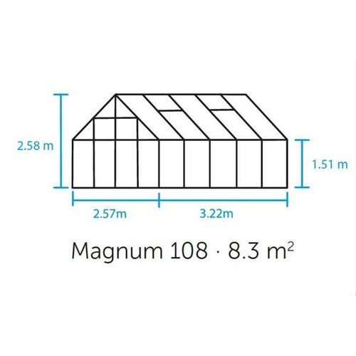 Gewächshaus Halls Magnum 108 8,3m² Alu 3mm Blankglas