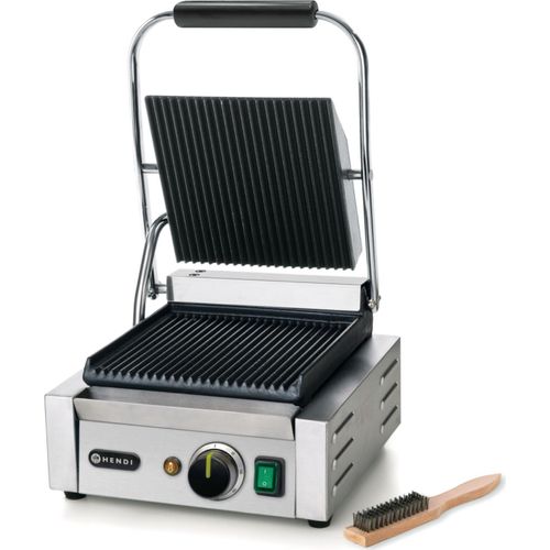 HENDI Kontaktgrill Einzelausführung oben und unter gerillt 1800W