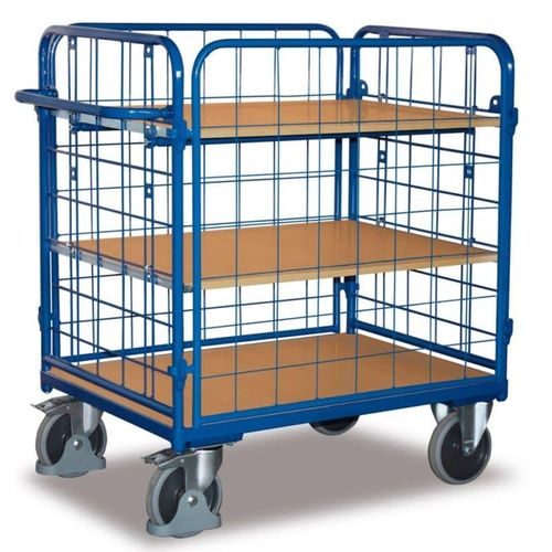 Etagenwagen - 4 Drahtgitterwände - 3 Etagen - (BxT) 600 x 1.000 mm - Traglast 500 kg