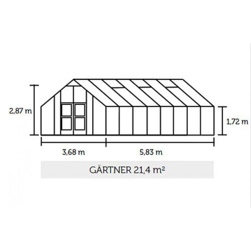 Gewächshaus Juliana Gärtner 21,4m² Alu anthrazit 3mm Sicherheitsglas