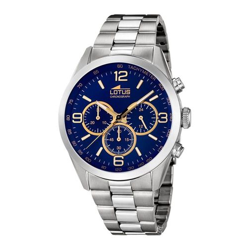 Lotus Herren Armbanduhr 18152/6 Edelstahlband Chronograph Uhr blau golden