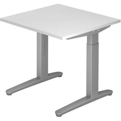 Schreibtisch XB-Serie | inkl. Kabelwanne | C-Fuß | höheneinstellbar, Größe Tischplatte:200 x 100 cm, Farbe Tischplatte:Weiß, Farbe Gestell:Weiß