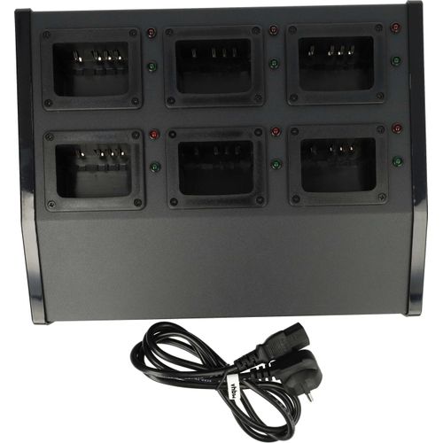 vhbw 6-fach Ladegerät kompatibel mit Kenwood KNB-68LC Funkgerät-Akkus - Ladestation + Stromkabel, 12 V, 6 A