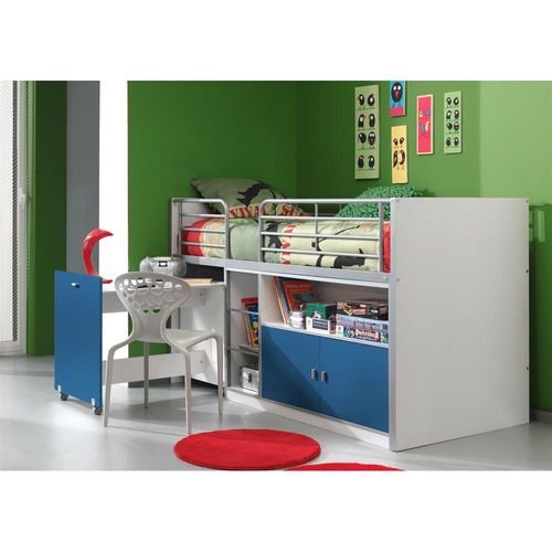 Kinderbett Ponny 90 x 200 cm Weiß / Blau, Matratze:Ohne