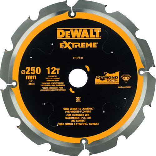 DEWALT Kreissägeblatt PCD 250/30 mm 12Z DT1474-QZ