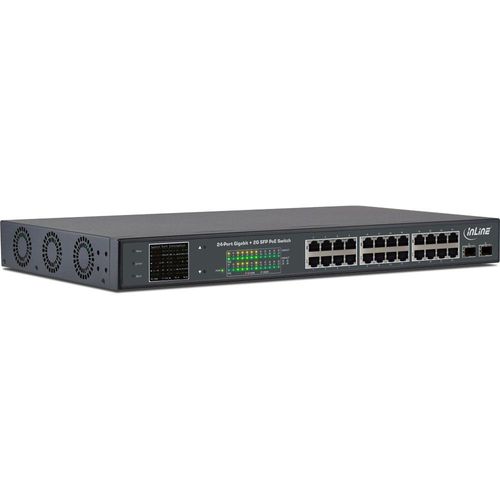 InLine® PoE+ Gigabit Netzwerk Switch 24 Port, 1GBit/s, 2xSFP, 19