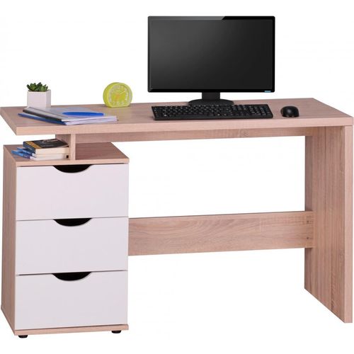 Schreibtisch Computertisch -TOMI -Bürotisch mit Schublade Sonoma/Weiß