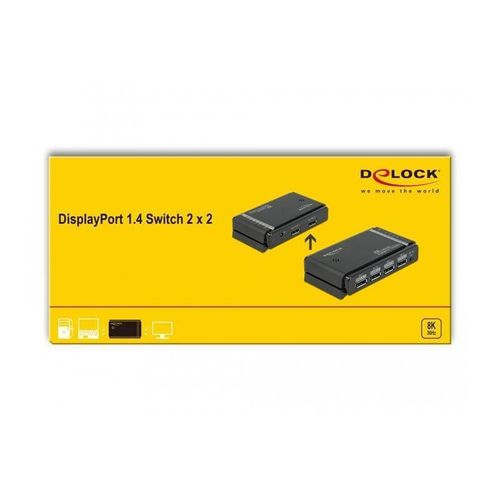 DELOCK DisplayPort 1.4 Switch 2x2 DP in ></noscript> 1x2 DP out 8K