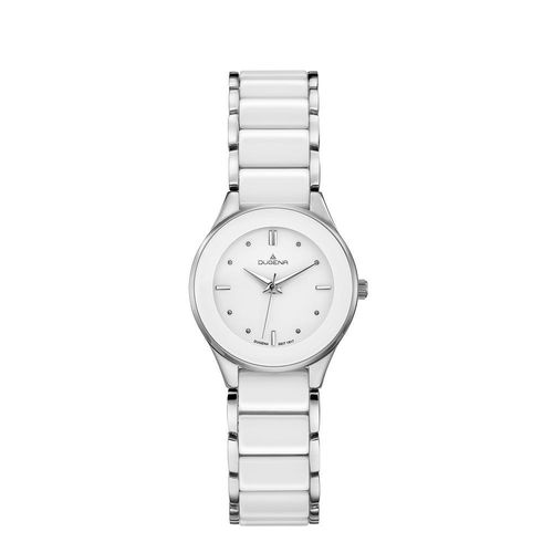Dugena Damen Uhr 4460772 Amica Keramik weiß